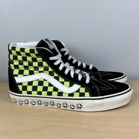 Vans Men’s Size 9.5 SK8-Hi BMX Reissue Checkerboard Black Sharp Green Shoes - Picture 1 of 10